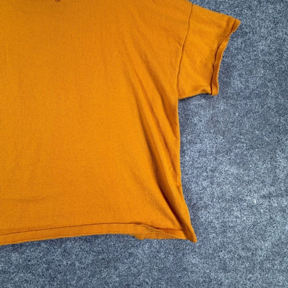 Michael‎ Kors Short-Sleeve Crop Top Womens XL Mustard Everyday Comfy Crewneck